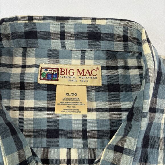 Vintage Big Mac Workwear Button Up Shirt Mens XL Plaid Long Sleeve Blue Pockets - Picture 7 of 7